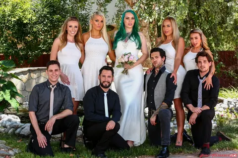 Olivia Austin: Busty Blonde and Latina MILFs Share Cock at a Wedding – photo 2 of 15