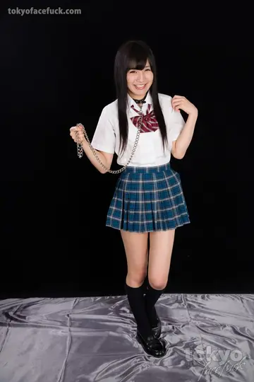 Japanese Woman in Uniform Kneels for Deepthroat and a Facial
