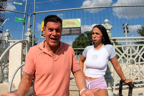 Claudia Bavel: Tall Latina Rides for a Creampie in a Public Outdoor Threesome – photo 4 of 20