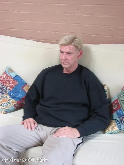 Thick Blonde Guy Jerks His Hard Cock on the Bed – photo 1 of 21