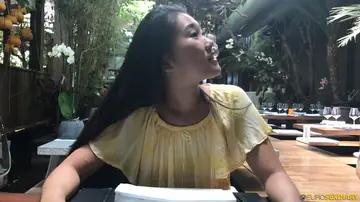 Asian Woman Lifts Her Dress for Sex in a Hotel