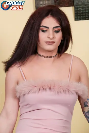 Trans Woman Stands Nude and Turns to Show Her Body Front and Back