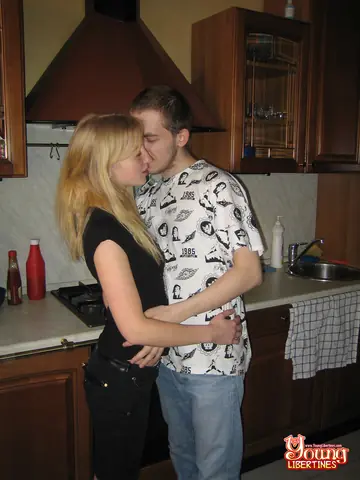 Slim Amateur Undresses for Anal and Doggy Style in the Kitchen