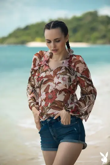 Jana Bubu – Brunette with Pigtails Shows Her Big Natural Tits on the Beach