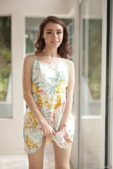 Lucie Cline – Petite Brunette Strips Out of Her Dress for Outdoor Sex Near an Office