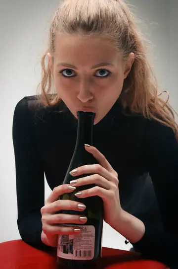 Areana Fox – Blonde in Lingerie Spreads and Inserts a Wine Bottle