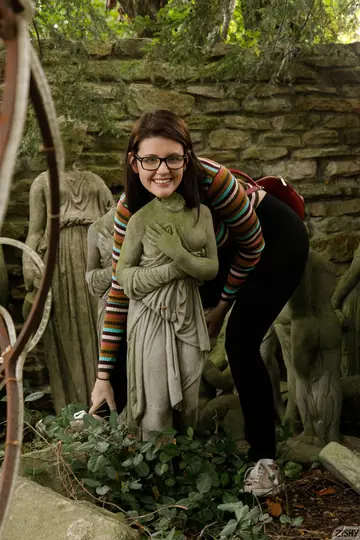 Michele James – Tall Brunette with Big Natural Tits and Glasses Poses Outdoors