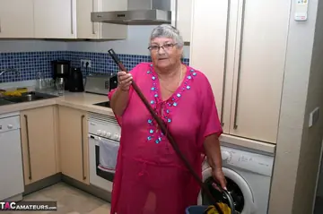 BBW Brunette Poses Nude in the Kitchen