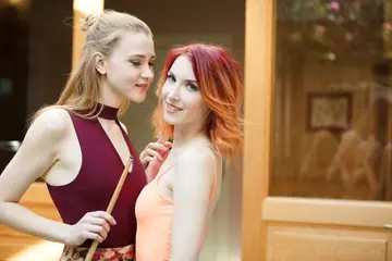 Elin Dane – Redhead Lesbians Kiss and Lick Pussy on the Sofa