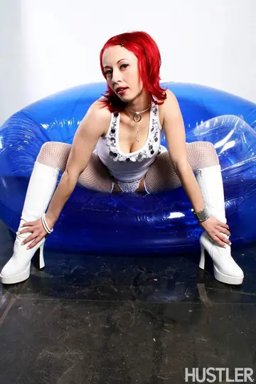 Sabrina Sparx – Thick Redhead MILF Pulls Her Panties Aside in Mesh Stockings and Boots
