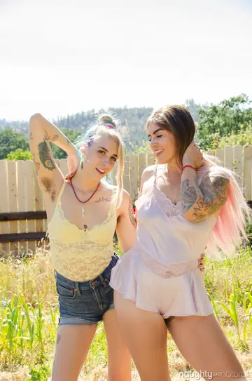 Pearl Sage – Hairy Russian Brunettes Lick and Finger Each Other Outdoors