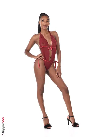 Asia Rae – Tall Ebony Babe Doffs Lingerie and Fingers Her Hairy Pussy