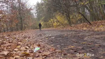 Naomi Bennet – Czech Brunette in Leather Pees on a Forest Path