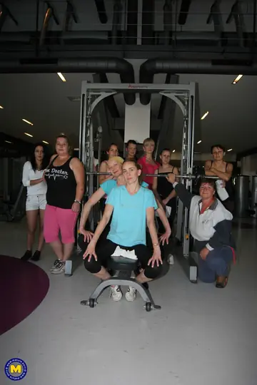 European MILFs Strip from Uniforms for Lesbian Sex in the Gym