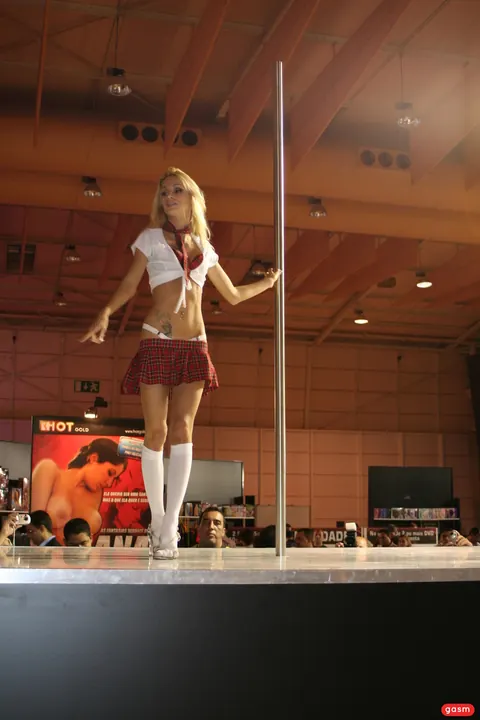 Erica Fontes: Slim Blonde in Heels and Costume Strips for Lap Dance – photo 2 of 15