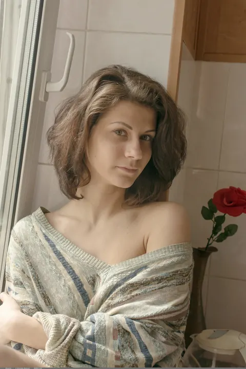 Brunette with Small Tits Spreads Her Legs in Socks – photo 1 of 21