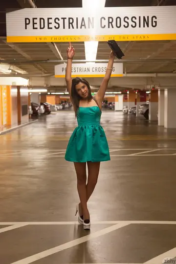Yesenia Corral – Slim Brunette Latina Shows Green Panties Outdoors