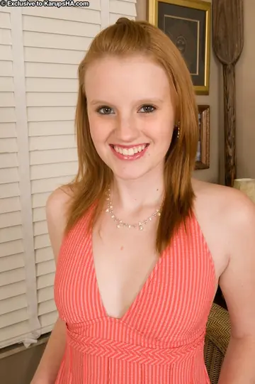 Katey Grind – Redhead with Natural Tits Pulls Panties Aside to Finger Her Pussy