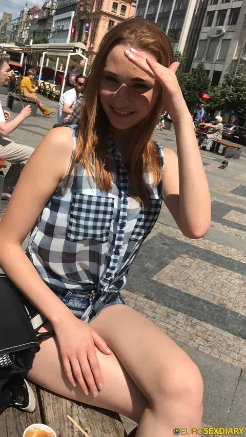 Petite Redhead Strips Out of Her Shorts for Public Doggy Style Sex – photo 2 of 21