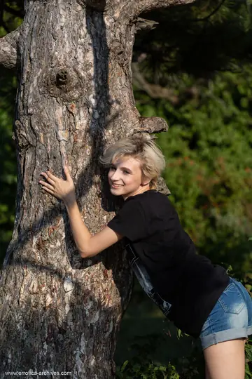 Slim Blonde MILF Strips Out of Her Shorts Outdoors