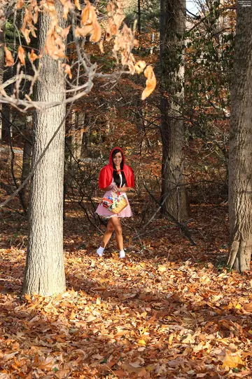 Skinny European Strips Off Her Costume for Dildo Play in Woods