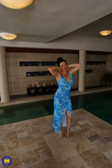 Lucette Nice – Two European MILFs Spread Poolside in Bikinis, Skirts and Panties