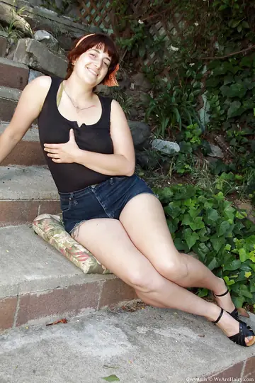 Hairy BBW Strips Out of Her Panties and Spreads Outdoors