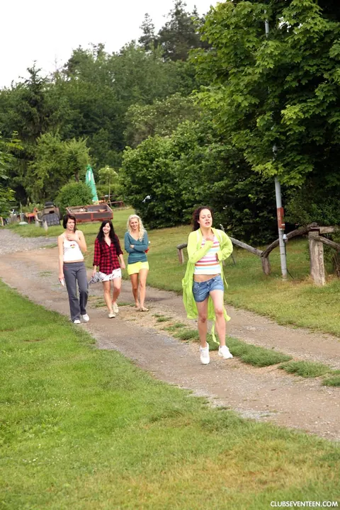 Sara J: Blonde European Joins Lesbian Foursome in the Forest – photo 14 of 21