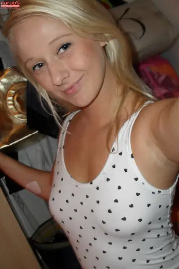 Tanned Blonde in Panties Spreads Her Shaved Pussy for a Selfie