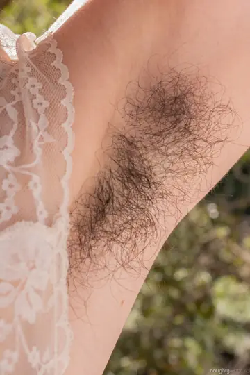Amateur Shows Hairy Armpits and Bush Outdoors in a Bikini