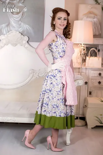 Ella Hughes – Thick Redhead Poses in Vintage Lingerie and Stockings