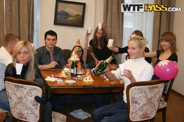 Shantel Feya – Busty Brunette in Stockings and Jeans Takes Group Anal After Beer
