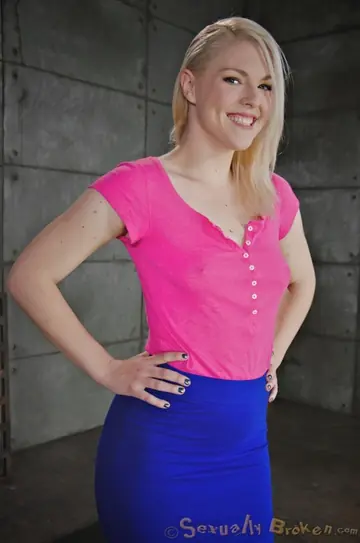 Ella Nova – Blonde in Heels and Skirt Bound for Interracial Blowjob and Sex