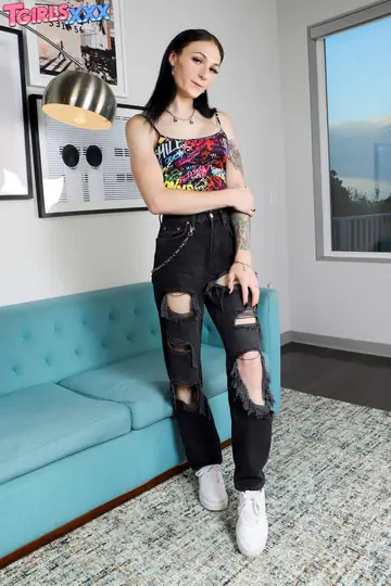 Tattooed Trans Woman Strips and Toys Her Body with a Dildo