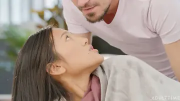 May Thai – Petite Asian Brunette Gets Her Pussy Eaten Before Interracial Sex