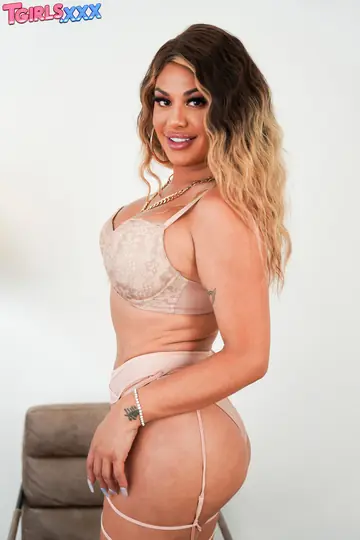Curvy Trans Woman in Lingerie Sucks Black Cock and Takes It Doggy Style