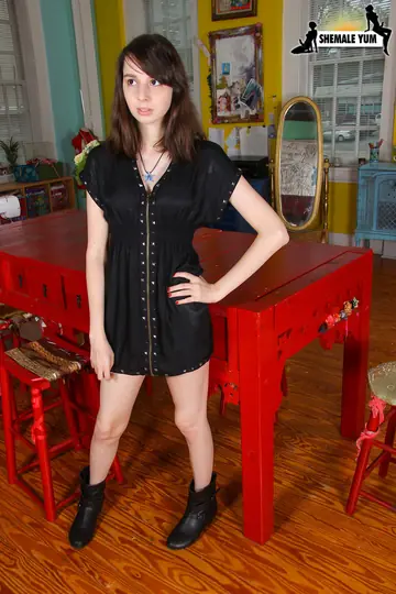 Brunette Trans Woman Strips Nude and Shows Her Body