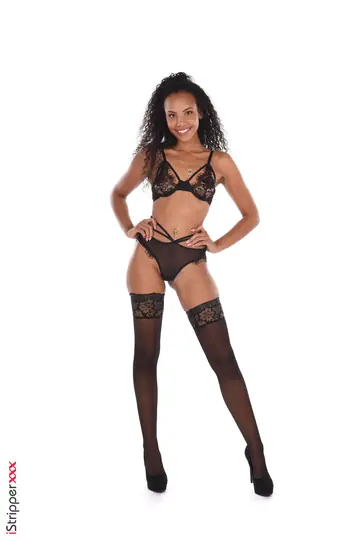 Romy Indy – Tall Ebony Blonde in Lingerie Licks and Fucks a Dildo