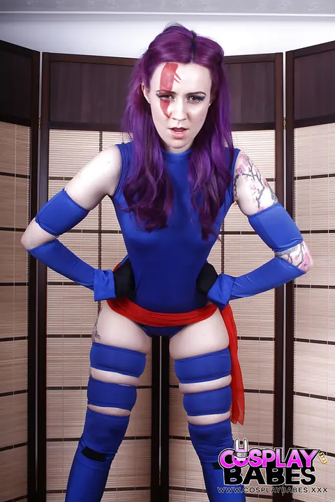 Thick Tattooed Babe in Cosplay Uniform Pulls Panties Aside – photo 2 of 16