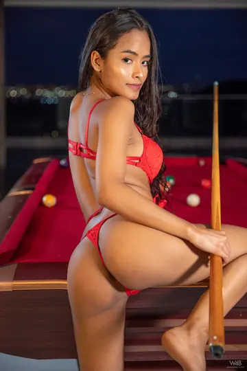 Petite Latina Spreads Her Pussy on a Table in Lingerie
