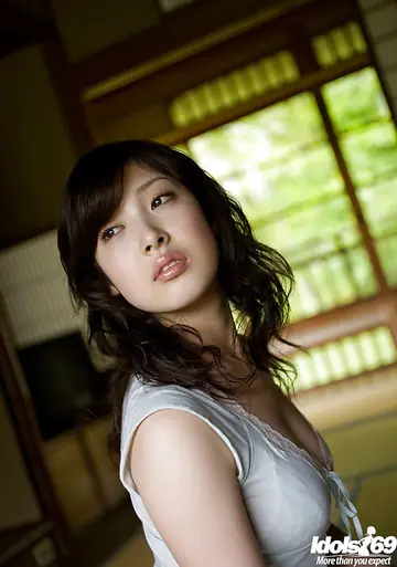 Japanese Brunette with Big Tits Shows Her Hairy Pussy
