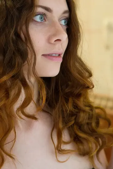 Kei A – Skinny Curly Redhead Strips Out of Her Shorts and Shows Her Body