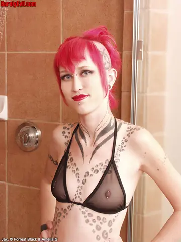 Tattooed PAWG Poses in Panties and Shows Her Big Ass in the Bathroom