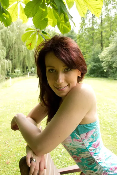 Minnie Manga: Slim Redhead Undresses and Spreads on the Grass – photo 3 of 17