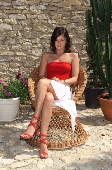 Skinny Short-Haired Brunette Fingers and Toys Her Pussy Outdoors