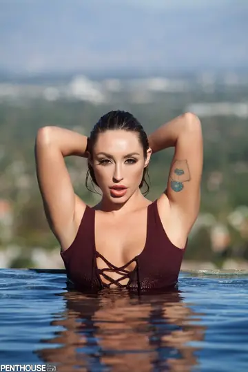 Christiana Cinn – Busty Brunette Peels Off Her Bikini and Spreads at the Pool