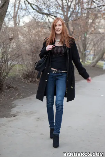Tall Czech Redhead Sucks Cock Outdoors and Swallows His Load