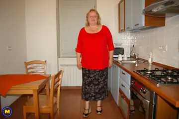 Busty European MILF Fucked on the Sofa and Shows Her Pussy in the Bathroom