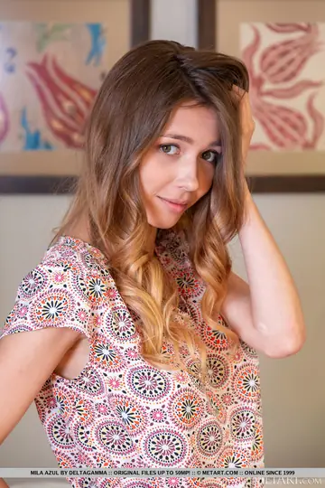 Mila Azul – Slim Brunette Undresses and Fondles Her Big Natural Tits