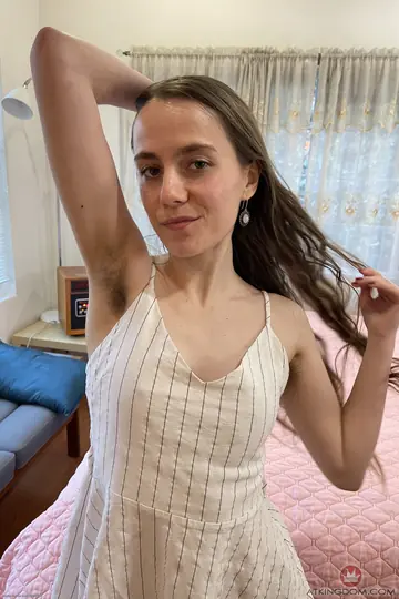 Slim Amateur Brunette Spreads Her Hairy Pussy Wide